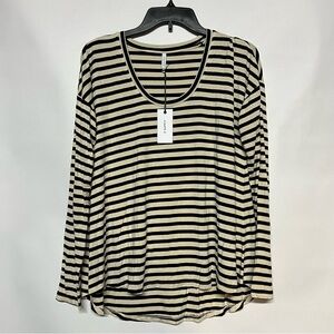 Z Supply Black and Cream Striped Long Sleeve Tee